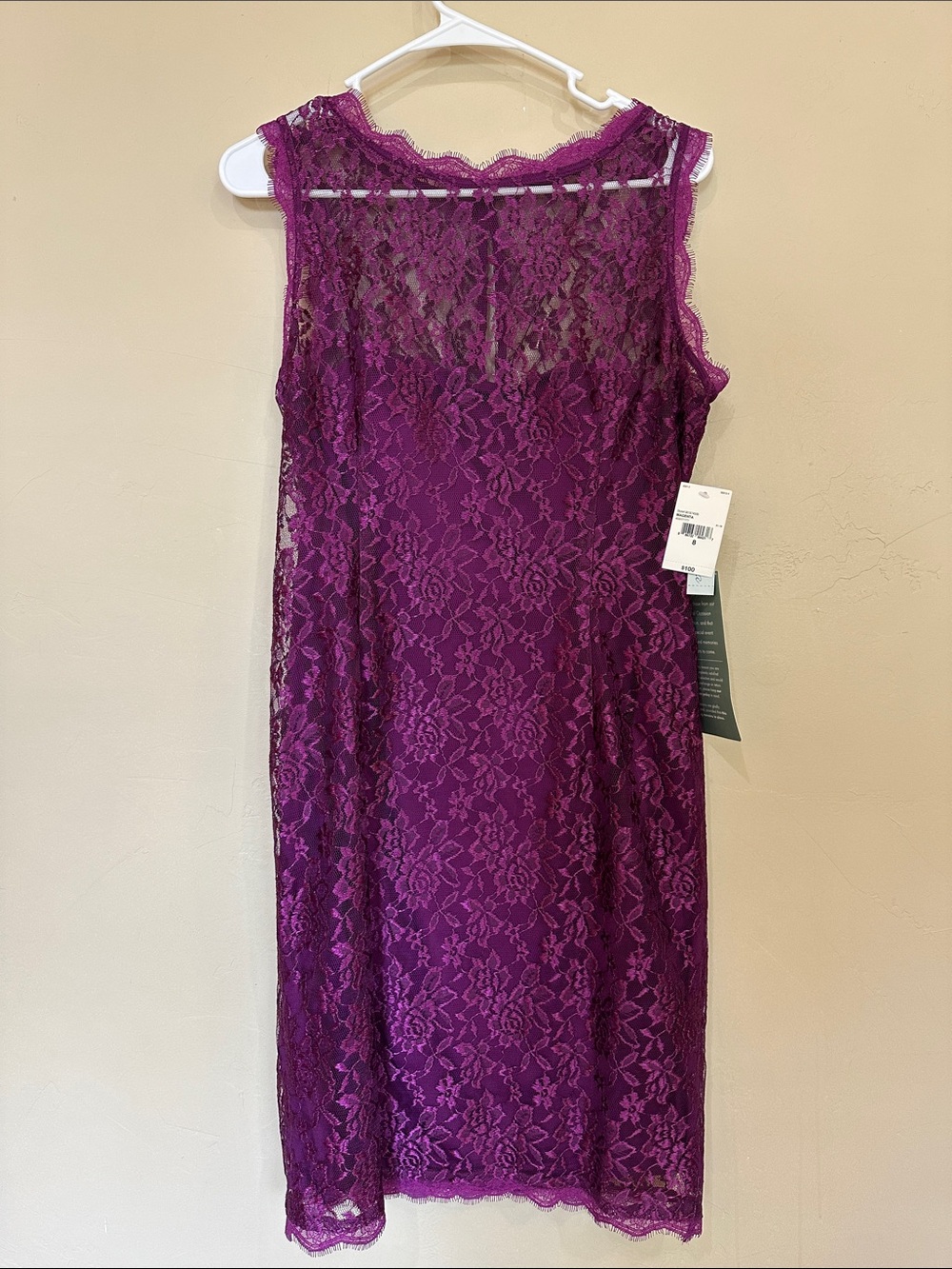 NWT Liliana Magenta Lace Sheath Sleeveless Dress Womens Sz 8